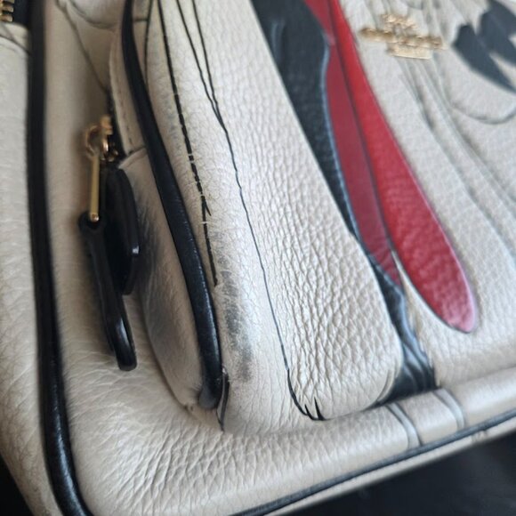 Coach X Disney (CC158) Cruella Motif Mini Pebbled Leather Court Backpack Bag - Picture 4 of 5